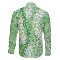 Green Puakenikeni and Maile Lei Family Matching Mermaid Dress and Hawaiian Shirt Hawaiian Style Tribal Tapa Double Strand Lei LT9 - Polynesian Pride