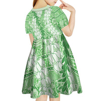 Green Puakenikeni and Maile Lei Kid Short Sleeve Dress Hawaiian Style Tribal Tapa Double Strand Lei LT9 - Polynesian Pride