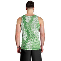 Green Puakenikeni and Maile Lei Men Tank Top Hawaiian Style Tribal Tapa Double Strand Lei LT9 - Polynesian Pride