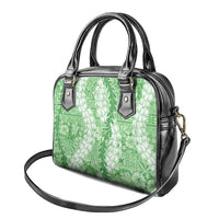 Green Puakenikeni and Maile Lei Shoulder Handbag Hawaiian Style Tribal Tapa Double Strand Lei LT9 - Polynesian Pride