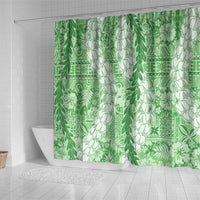 Green Puakenikeni and Maile Lei Shower Curtain Hawaiian Style Tribal Tapa Double Strand Lei LT9 - Polynesian Pride