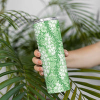 Green Puakenikeni and Maile Lei Skinny Tumbler Hawaiian Style Tribal Tapa Double Strand Lei