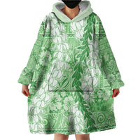 Green Puakenikeni and Maile Lei Wearable Blanket Hoodie Hawaiian Style Tribal Tapa Double Strand Lei LT9 - Polynesian Pride