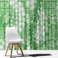 Green Puakenikeni and Maile Lei Window Curtain Hawaiian Style Tribal Tapa Double Strand Lei LT9 - Polynesian Pride