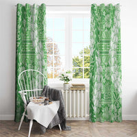 Green Puakenikeni and Maile Lei Window Curtain Hawaiian Style Tribal Tapa Double Strand Lei LT9 - Polynesian Pride