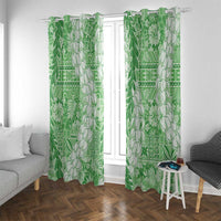 Green Puakenikeni and Maile Lei Window Curtain Hawaiian Style Tribal Tapa Double Strand Lei LT9 With Grommets Green - Polynesian Pride