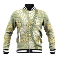 Vintage Puakenikeni and Maile Lei Baseball Jacket Hawaiian Style Tribal Tapa Double Strand Lei