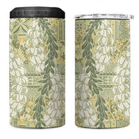 Vintage Puakenikeni and Maile Lei 4 in 1 Can Cooler Tumbler Hawaiian Style Tribal Tapa Double Strand Lei