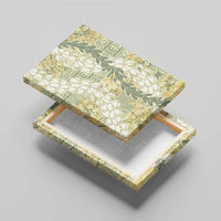 Vintage Puakenikeni and Maile Lei Canvas Wall Art Hawaiian Style Tribal Tapa Double Strand Lei