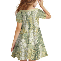 Vintage Puakenikeni and Maile Lei Family Matching Off The Shoulder Long Sleeve Dress and Hawaiian Shirt Hawaiian Style Tribal Tapa Double Strand Lei