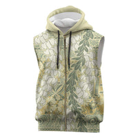 Vintage Puakenikeni and Maile Lei Sleeveless Zip Hoodie Hawaiian Style Tribal Tapa Double Strand Lei LT9 Vintage - Polynesian Pride