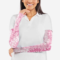 Pink Puakenikeni and Maile Lei Arm Sleeves Hawaiian Style Tribal Tapa Double Strand Lei - Polynesian Pride