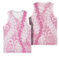Pink Puakenikeni and Maile Lei Basketball Jersey Hawaiian Style Tribal Tapa Double Strand Lei - Polynesian Pride
