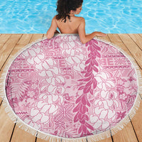 Pink Puakenikeni and Maile Lei Beach Blanket Hawaiian Style Tribal Tapa Double Strand Lei