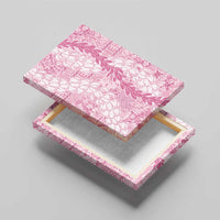 Pink Puakenikeni and Maile Lei Canvas Wall Art Hawaiian Style Tribal Tapa Double Strand Lei