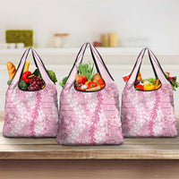 Pink Puakenikeni and Maile Lei Grocery Bag Hawaiian Style Tribal Tapa Double Strand Lei