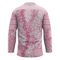 Pink Puakenikeni and Maile Lei Hockey Jersey Hawaiian Style Tribal Tapa Double Strand Lei - Polynesian Pride