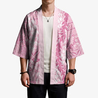 Pink Puakenikeni and Maile Lei Kimono Hawaiian Style Tribal Tapa Double Strand Lei - Polynesian Pride