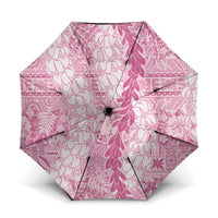Pink Puakenikeni and Maile Lei Umbrella Hawaiian Style Tribal Tapa Double Strand Lei - Polynesian Pride