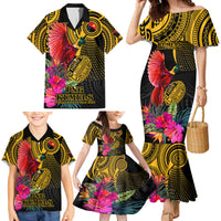 Personalised Papua New Guinea Rugby Family Matching Mermaid Dress and Hawaiian Shirt PNG Kumuls Champions Pacific Bowl LT9 - Polynesian Pride