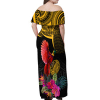 Personalised Papua New Guinea Rugby Off Shoulder Maxi Dress PNG Kumuls Champions Pacific Bowl LT9 - Polynesian Pride