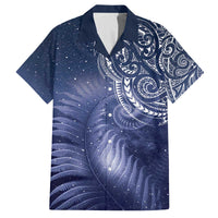 New Zealand Galaxy Fern Family Matching Off The Shoulder Long Sleeve Dress and Hawaiian Shirt