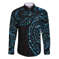 New Zealand Tribal Tattoo Family Matching Tank Maxi Dress and Hawaiian Shirt With Matariki Art LT9 Dad's Shirt - Long Sleeve Galaxy - Polynesian Pride