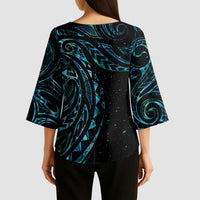 New Zealand Matariki Kimono Sleeve Blouse Galaxy Maori Tribal Tattoo - Polynesian Pride