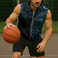 New Zealand Matariki Sleeveless Zip Hoodie Galaxy Maori Tribal Tattoo - Polynesian Pride