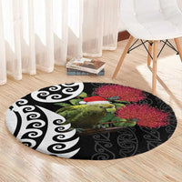 New Zealand Kakapo Christmas Round Carpet Meri Kirihimete Pohutukawa Flowers