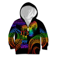 Personalised Its In My DNA Valentine Day Kid Hoodie Fingerprint Heart with Color Pride Flag LT9 Zip Hoodie - Polynesian Pride