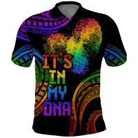 Personalised Its In My DNA Valentine Day Polo Shirt Fingerprint Heart with Color Pride Flag LT9 - Polynesian Pride