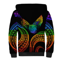 Personalised Its In My DNA Valentine Day Sherpa Hoodie Fingerprint Heart with Color Pride Flag LT9 - Polynesian Pride