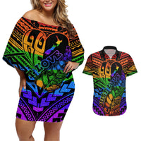 New Zealand LGBT Fern Heart Couples Matching Off Shoulder Short Dress and Hawaiian Shirt Dont judge What You Dont Understand LT9 No Dress - Polynesian Pride