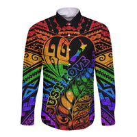New Zealand LGBT Fern Heart Long Sleeve Button Shirt Dont judge What You Dont Understand LT9 Unisex - Polynesian Pride