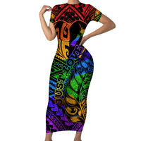 New Zealand LGBT Fern Heart Short Sleeve Bodycon Dress Dont judge What You Dont Understand LT9 Long Dress - Polynesian Pride