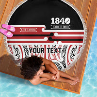 Personalised Toitu Te Tiriti Aotearoa 1840 Beach Blanket Red Kowhaiwhai Puhoro LT9 - Polynesian Pride