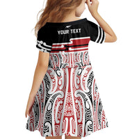 Personalised Toitu Te Tiriti Aotearoa 1840 Family Matching Summer Maxi Dress and Hawaiian Shirt Red Kowhaiwhai Puhoro LT9 - Polynesian Pride