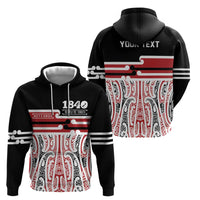 Personalised Toitu Te Tiriti Aotearoa 1840 Hoodie Red Kowhaiwhai Puhoro LT9 - Polynesian Pride
