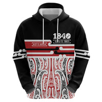 Personalised Toitu Te Tiriti Aotearoa 1840 Hoodie Red Kowhaiwhai Puhoro LT9 - Polynesian Pride
