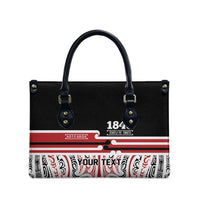 Personalised Toitu Te Tiriti Aotearoa 1840 Leather Bag Red Kowhaiwhai Puhoro - Polynesian Pride
