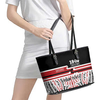 Personalised Toitu Te Tiriti Aotearoa 1840 Leather Tote Bag Red Kowhaiwhai Puhoro - Polynesian Pride