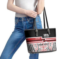 Personalised Toitu Te Tiriti Aotearoa 1840 Leather Tote Bag Red Kowhaiwhai Puhoro - Polynesian Pride