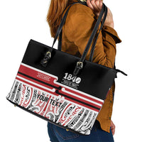 Personalised Toitu Te Tiriti Aotearoa 1840 Leather Tote Bag Red Kowhaiwhai Puhoro - Polynesian Pride