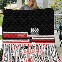 Personalised Toitu Te Tiriti Aotearoa 1840 Quilt Red Kowhaiwhai Puhoro LT9 Black - Polynesian Pride