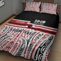 Personalised Toitu Te Tiriti Aotearoa 1840 Quilt Bed Set Red Kowhaiwhai Puhoro - Polynesian Pride