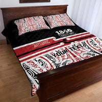 Personalised Toitu Te Tiriti Aotearoa 1840 Quilt Bed Set Red Kowhaiwhai Puhoro - Polynesian Pride