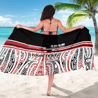 Personalised Toitu Te Tiriti Aotearoa 1840 Sarong Red Kowhaiwhai Puhoro LT9 - Polynesian Pride