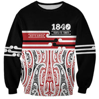 Personalised Toitu Te Tiriti Aotearoa 1840 Sweatshirt Red Kowhaiwhai Puhoro - Polynesian Pride