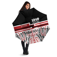 Personalised Toitu Te Tiriti Aotearoa 1840 Umbrella Red Kowhaiwhai Puhoro - Polynesian Pride